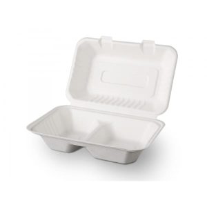 Caserole meniu biodegradabile din trestie, 2 compartimente, set 50