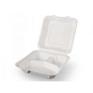 Caserole meniu Biodegradabile din trestie, 3 compartimente, set 50