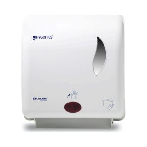 (EOL) Dispenser cu senzor pentru rola prosop Lucart Professional Hygenius No-Touch Autocut, alb, 32.5 cm x 31 cm