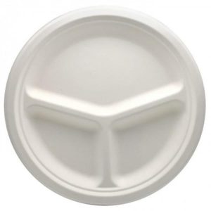 Farfurii Biodegradabile 3 Compartimente, 23 cm, set 50