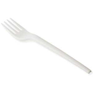 Furculita unica folosinta biodegradabila alba, set 100