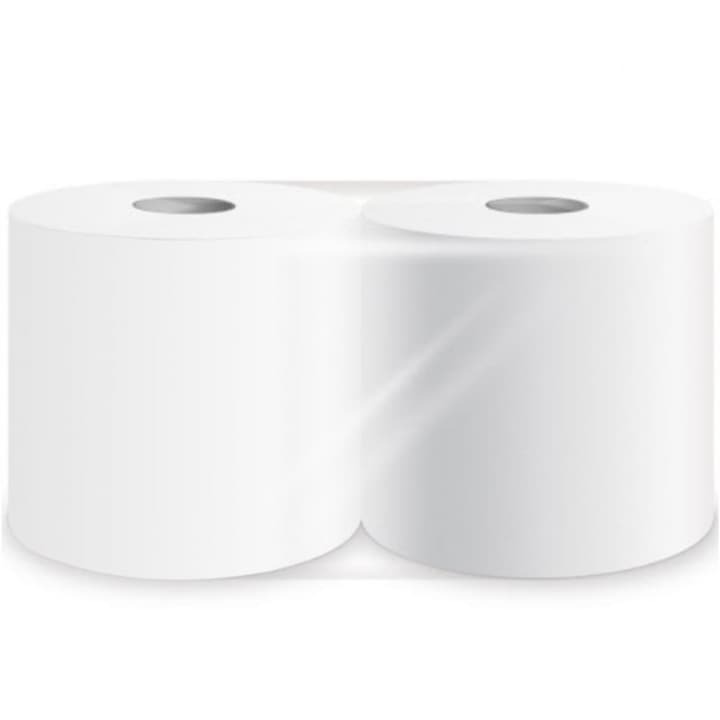 Set 2 role prosop hârtie industrială albă porționată, celuloză, 2 straturi, 300 m, Neste®