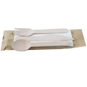 Set tacam din lemn (Lingura/Furculita/Cutit), set 100