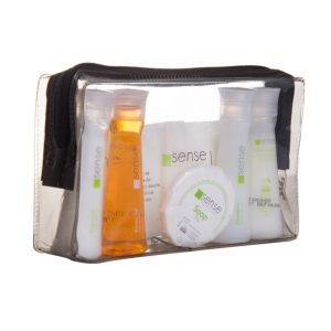 Set cosmetice pentru calatorie, sampon, gel de dus, balsam par, lotiune corp, sapun, set igienic, casca dus, Sense