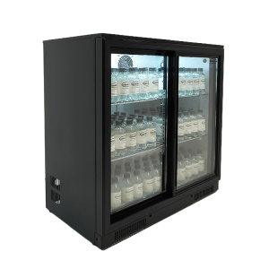 BACKBAR COOLER BLACK 2 SLIDING DOORS