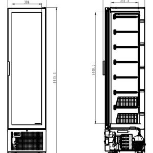 FREEZER 1 GLASS DOOR 221L