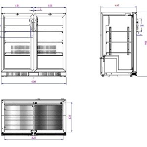 BACKBAR COOLER BLACK 2 DOORS