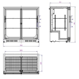 BACKBAR COOLER BLACK 2 SLIDING DOORS
