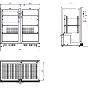 BACKBAR COOLER BLACK 2 DOORS