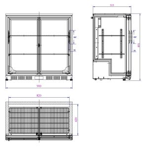 BACKBAR COOLER BLACK 2 SLIDING DOORS